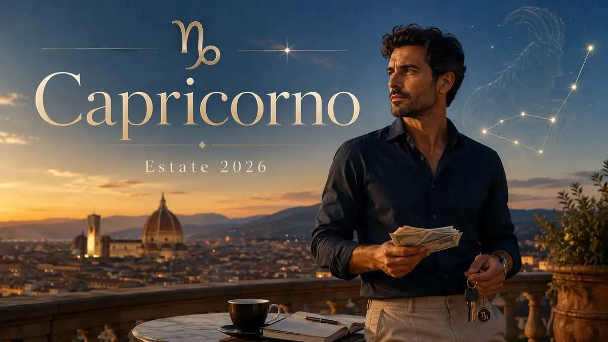 Capricorno sulla terrazza al tramonto