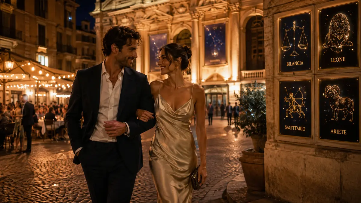 Serata romantica nella piazza europea