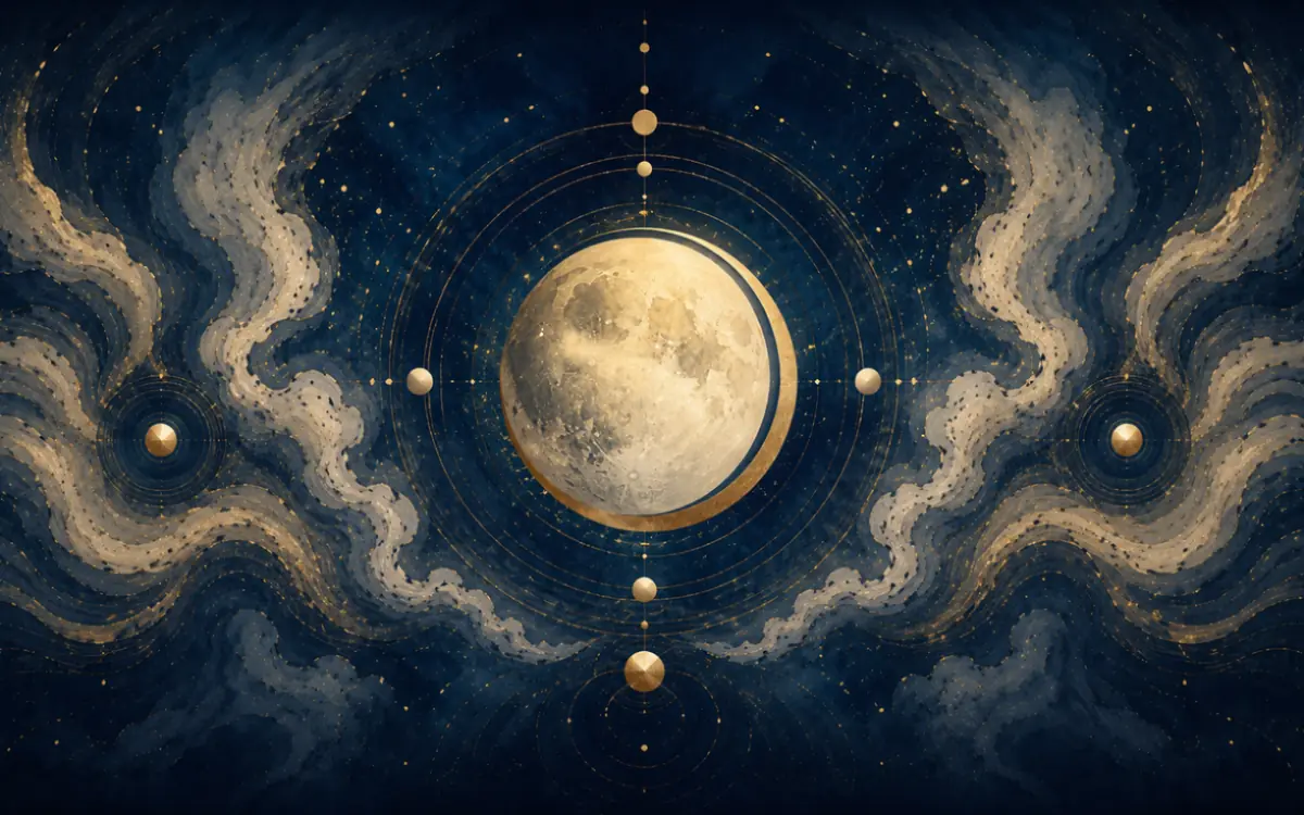 Immagine astratta con pianeta che rappresenta il giorno di nascita lunedì