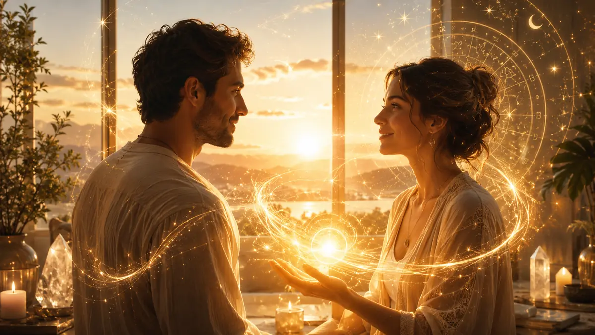 Uomo e donna in connessione mistica