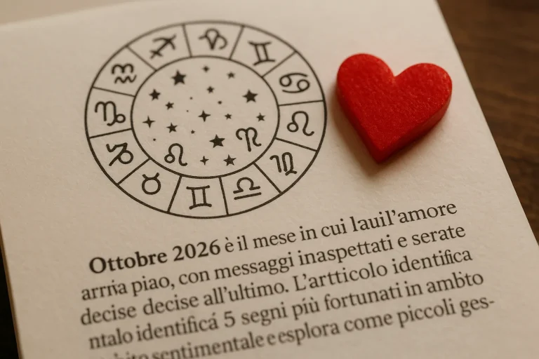 Amore ad ottobre 2026: i 5 segni favoriti dagli astri e quando basta uno sguardo